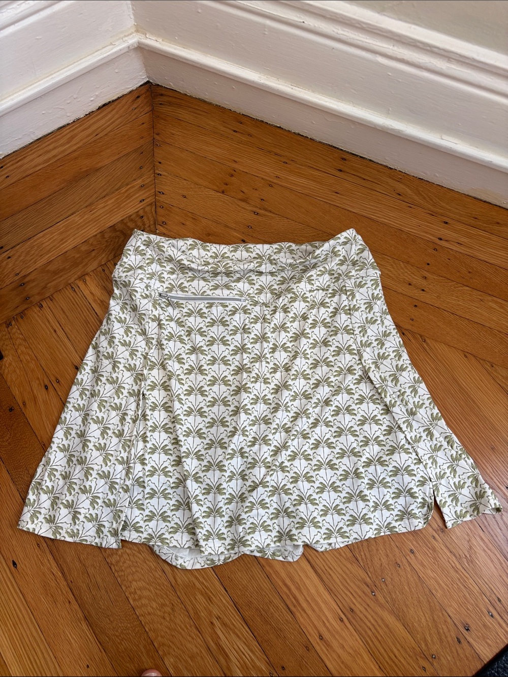 GGBlue Golf Skirt in Palm Tree Print with Built in Shorts Light Green and White